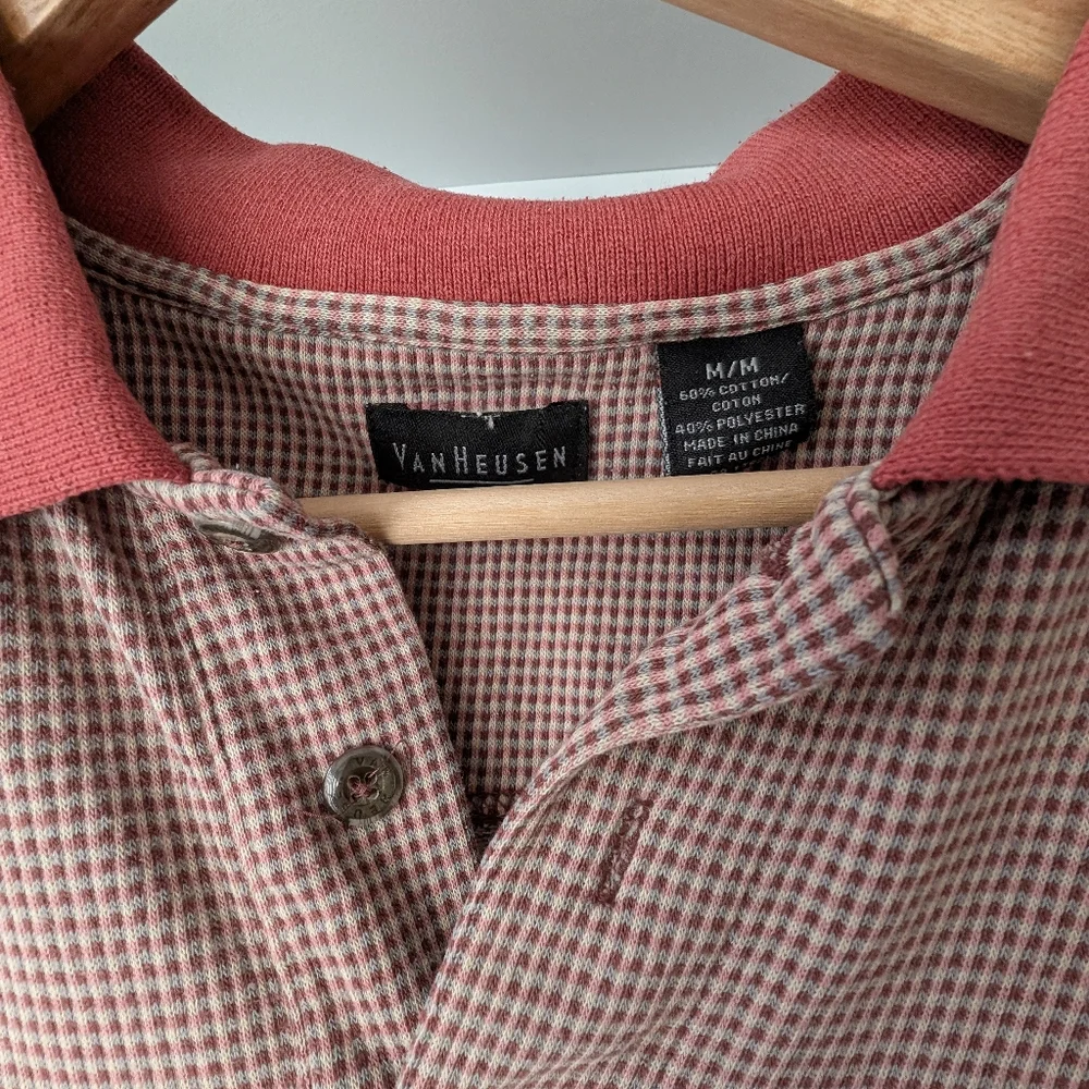 Van Heusen Men's Polo Shirt Short Sleeve Size Medium Preppy 90s Oversized - Picture 3 of 5